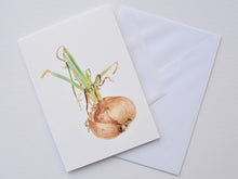 Load image into Gallery viewer, Sprouting Onion Roots Vertical Greetings Card
