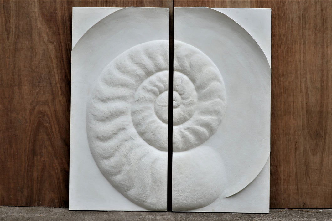 Large ancient ammonite wall sculpture artwork original spiral interior design