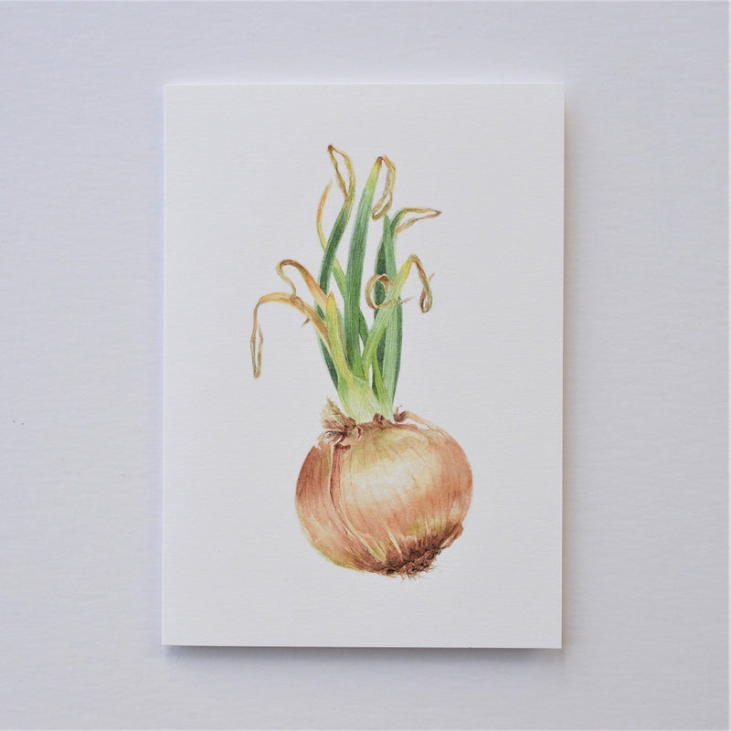 Sprouting Onion Green Vertical Greetings Card